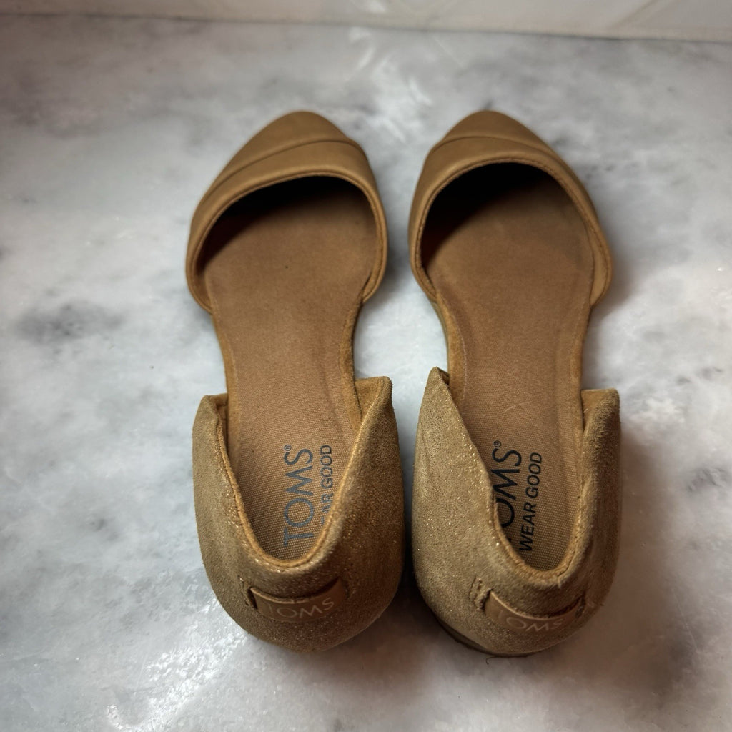 TOMS D’Orsay Flats Women’s 5.5 Tan Cognac Gold Slip On Shoes