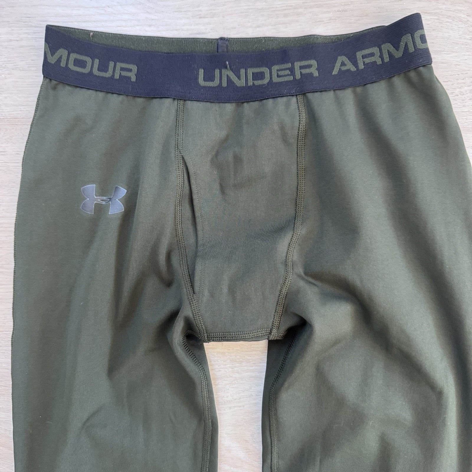 Under Armour ColdGear Mens Small Green Compression Leggings Fitted Thermal
