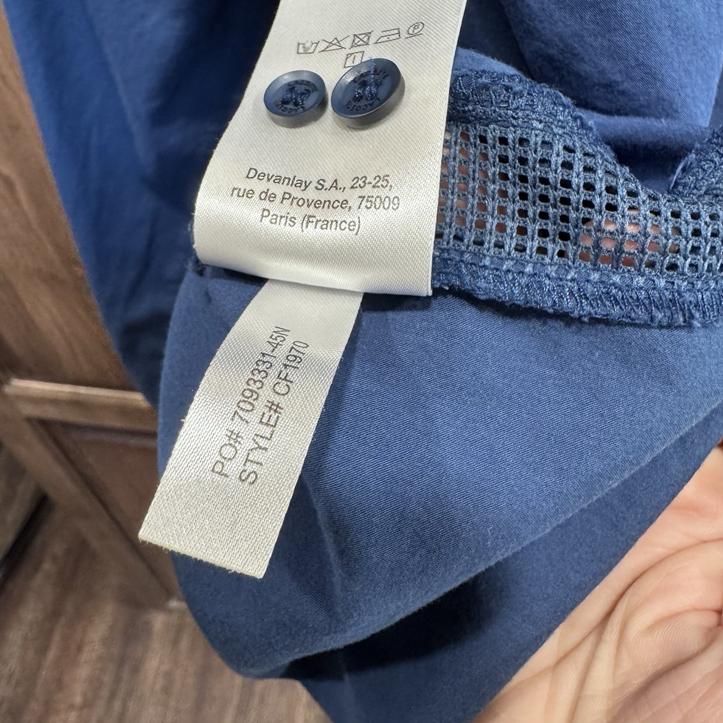 Lacoste Women’s Button-Down Shirt Size 38 Navy Blue