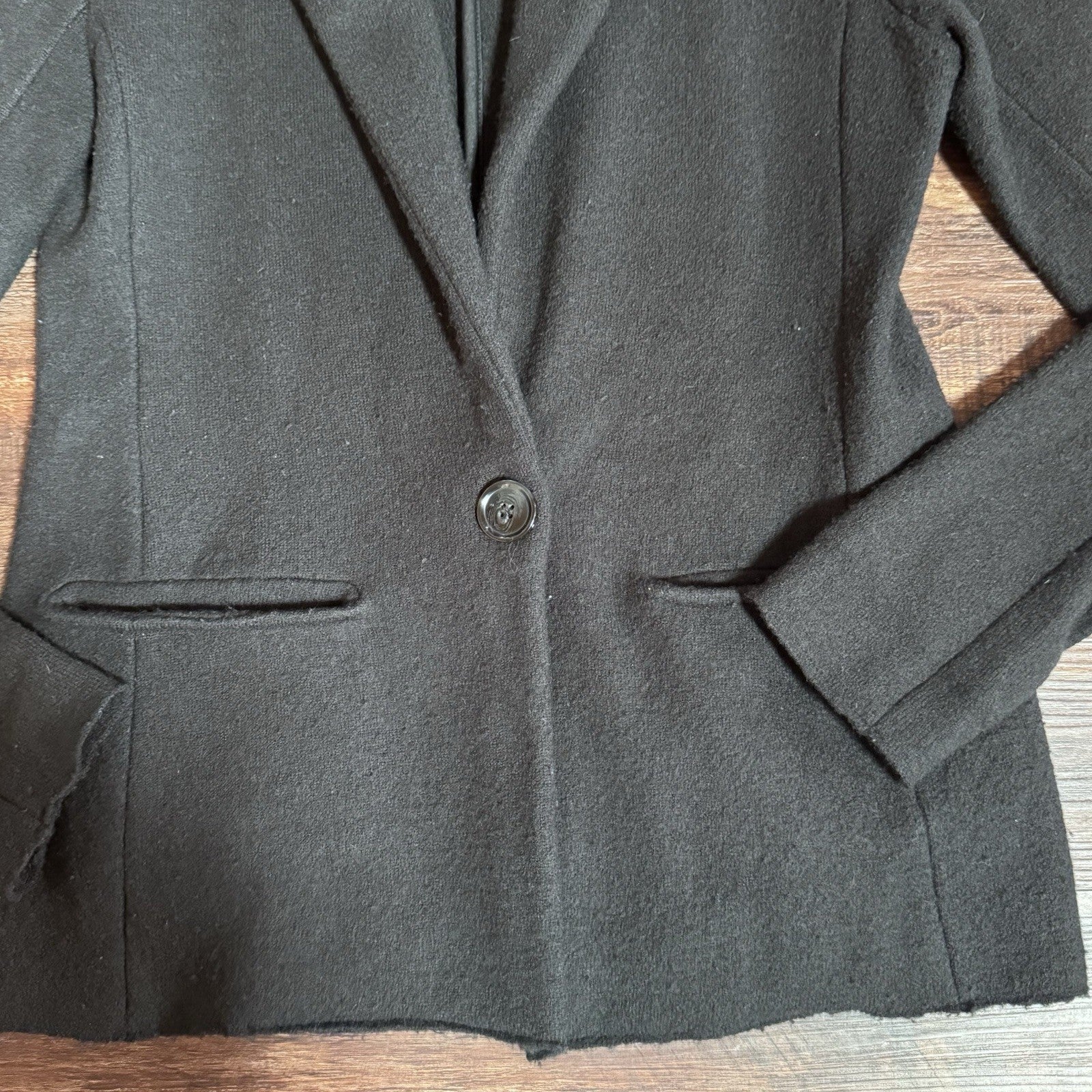 Ann Taylor LOFT Black Blazer Jacket Women’s Medium 100% Merino Wool 1-Button