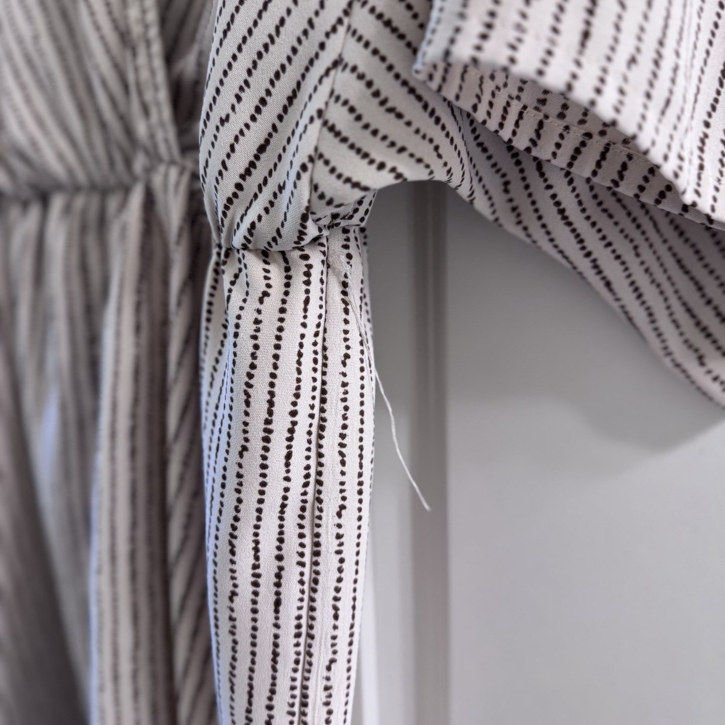 Pink Lily Womens Romper Small Kimono Sleeve Beige Black Stripe Wrap