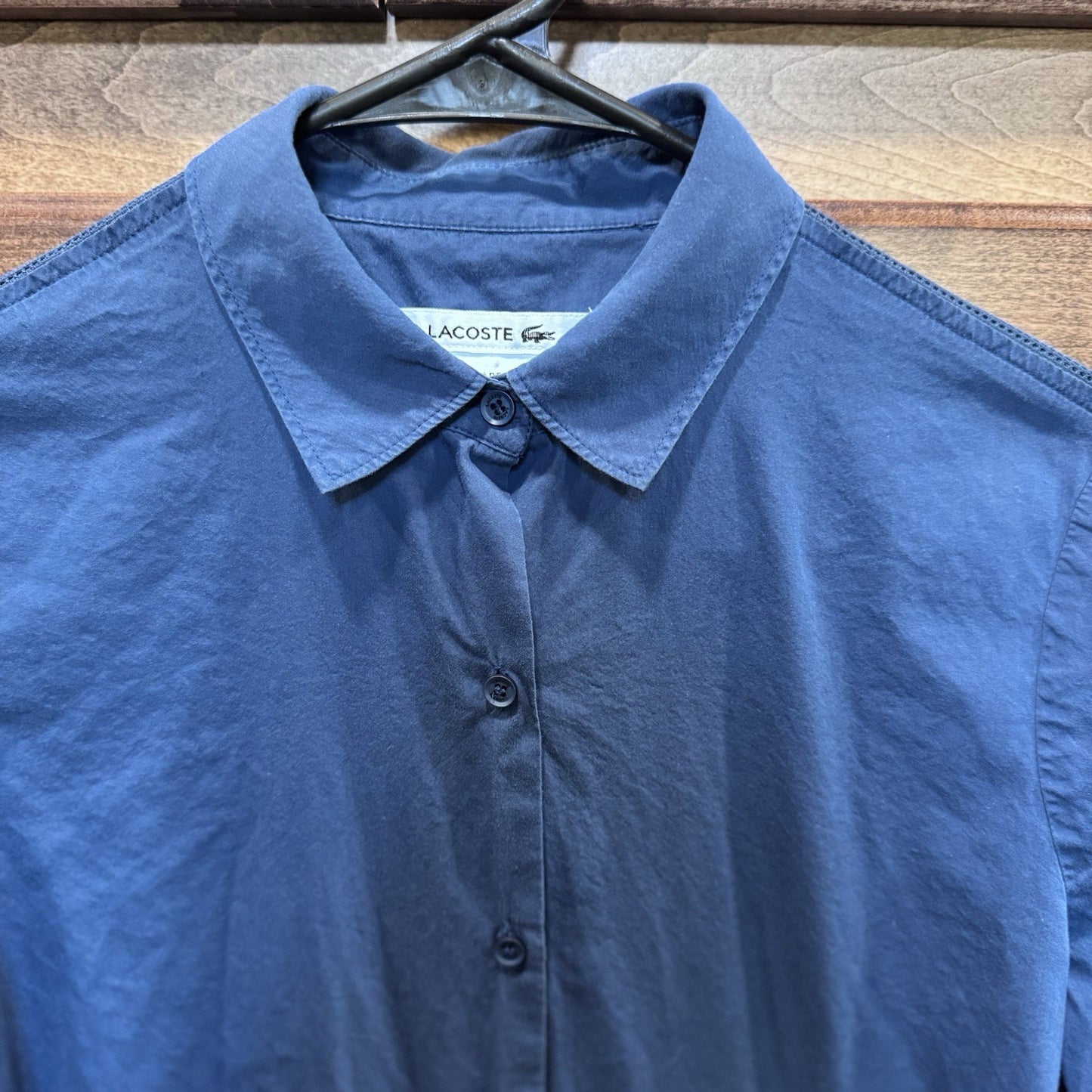 Lacoste Women’s Button-Down Shirt Size 38 Navy Blue