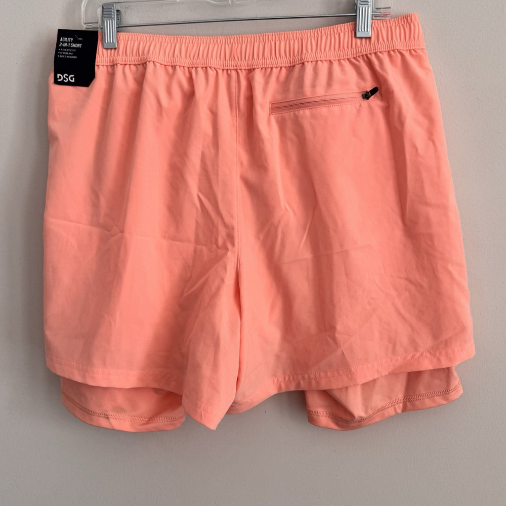 DSG Men's Large 5" Agility 2-in-1 Running Shorts NWT Pink Ray Athletic Fit Liner
