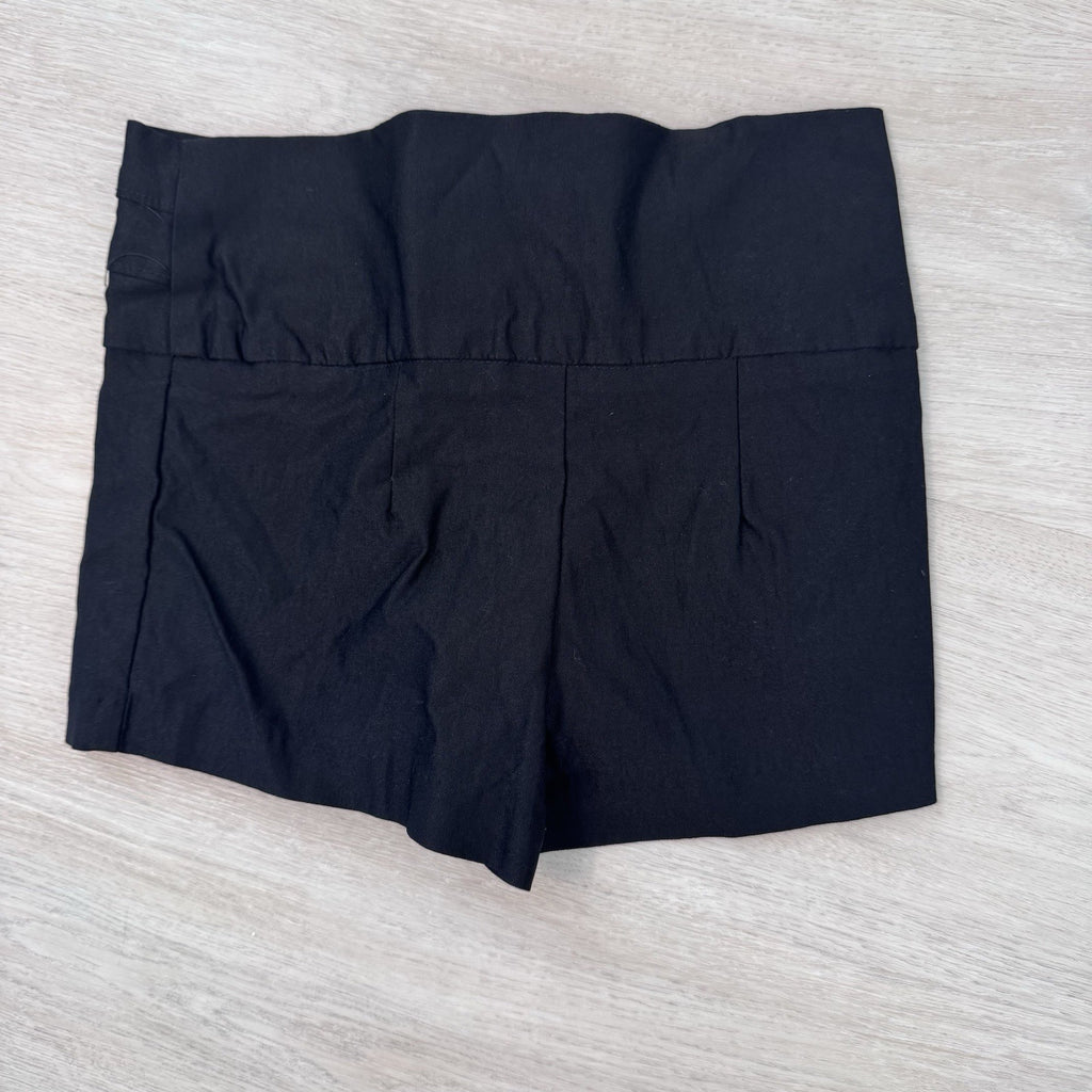 Body Central Black High Waist Sailor Shorts Gold Button Stretch Women’s S Y2K