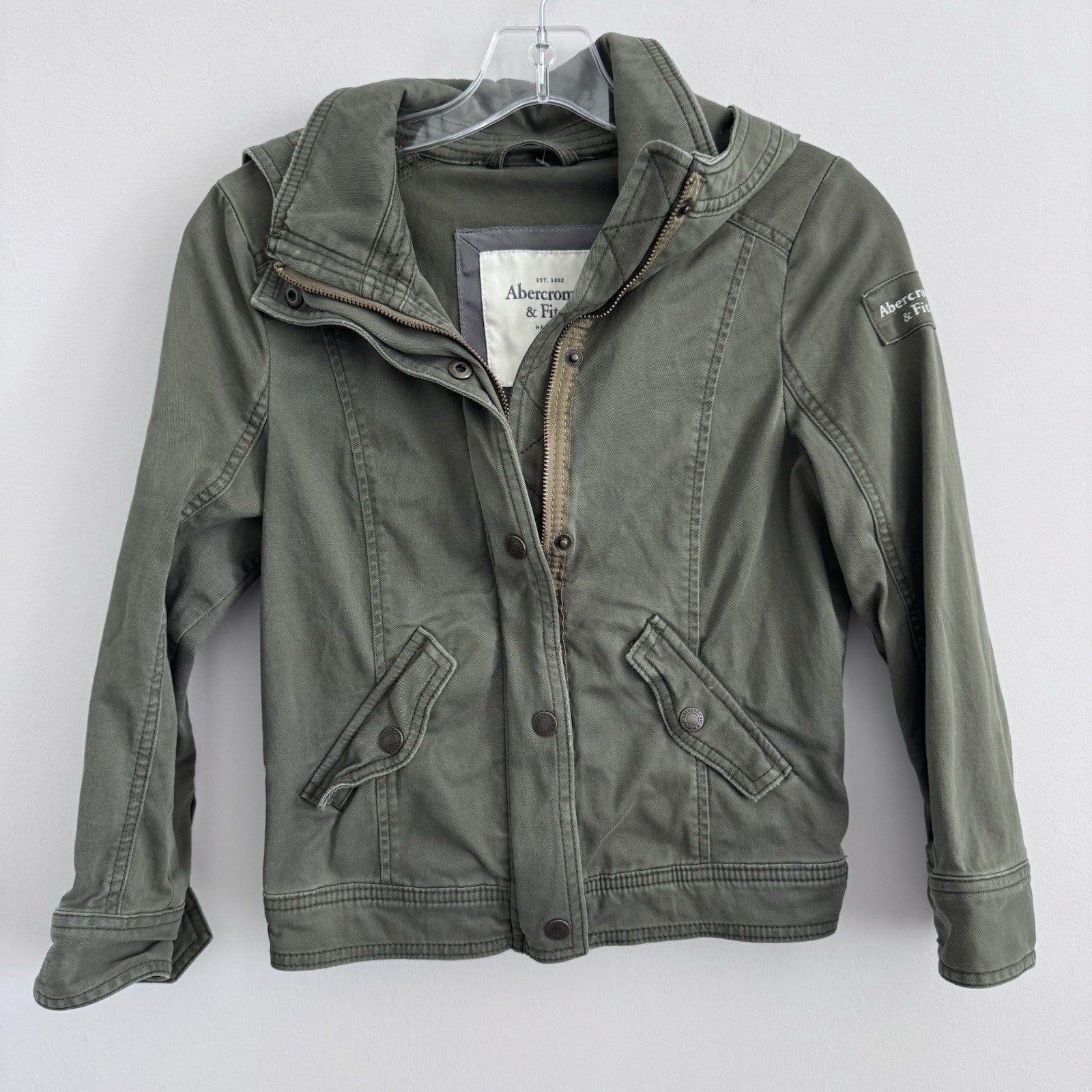 Abercrombie & Fitch Olive Utility Jacket M Hooded Y2K Military Women’s