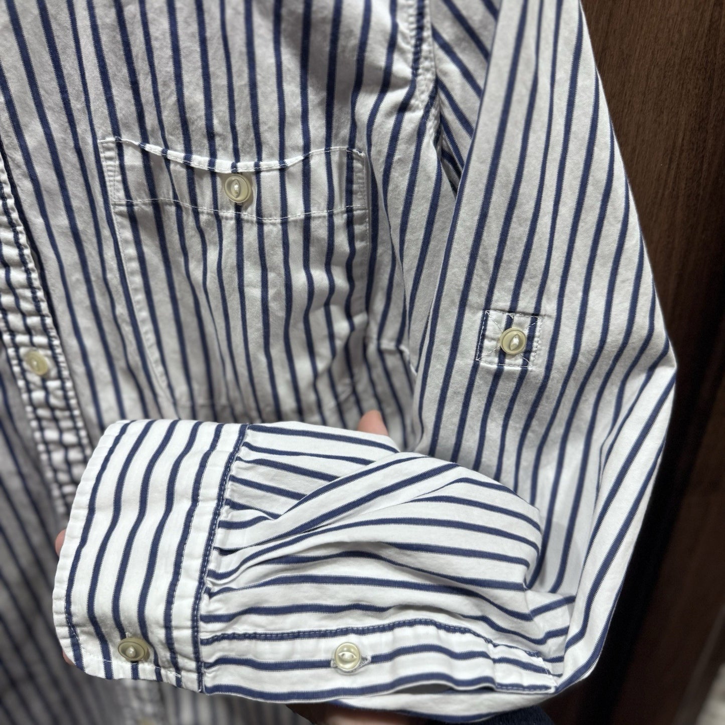 Lauren Jeans Co Ralph Lauren Blue White Striped Button Down Shirt 1X