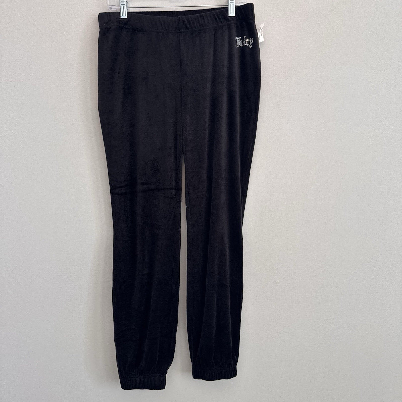 Juicy Couture Velour Tracksuit Set Black Rhinestone Logo Size M NWT Y2K