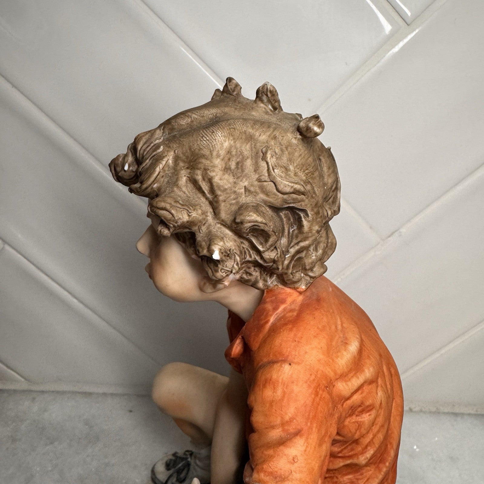 Vintage Himark Boy Soccer Figurine Old World Original Taiwan Statue 1970-1980