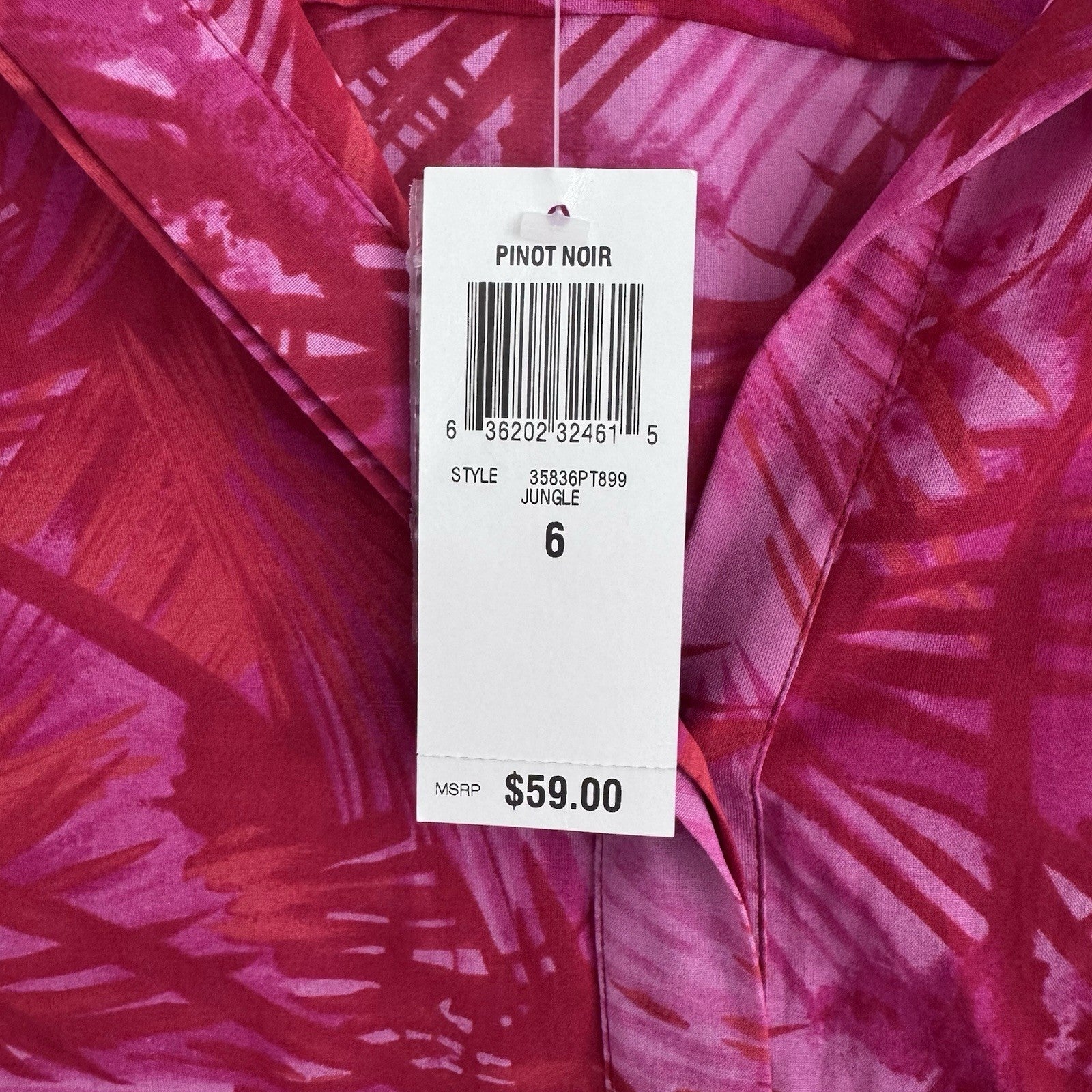 INC Jungle Print Blouse Size 6 Pink Sheer Button Front NWT