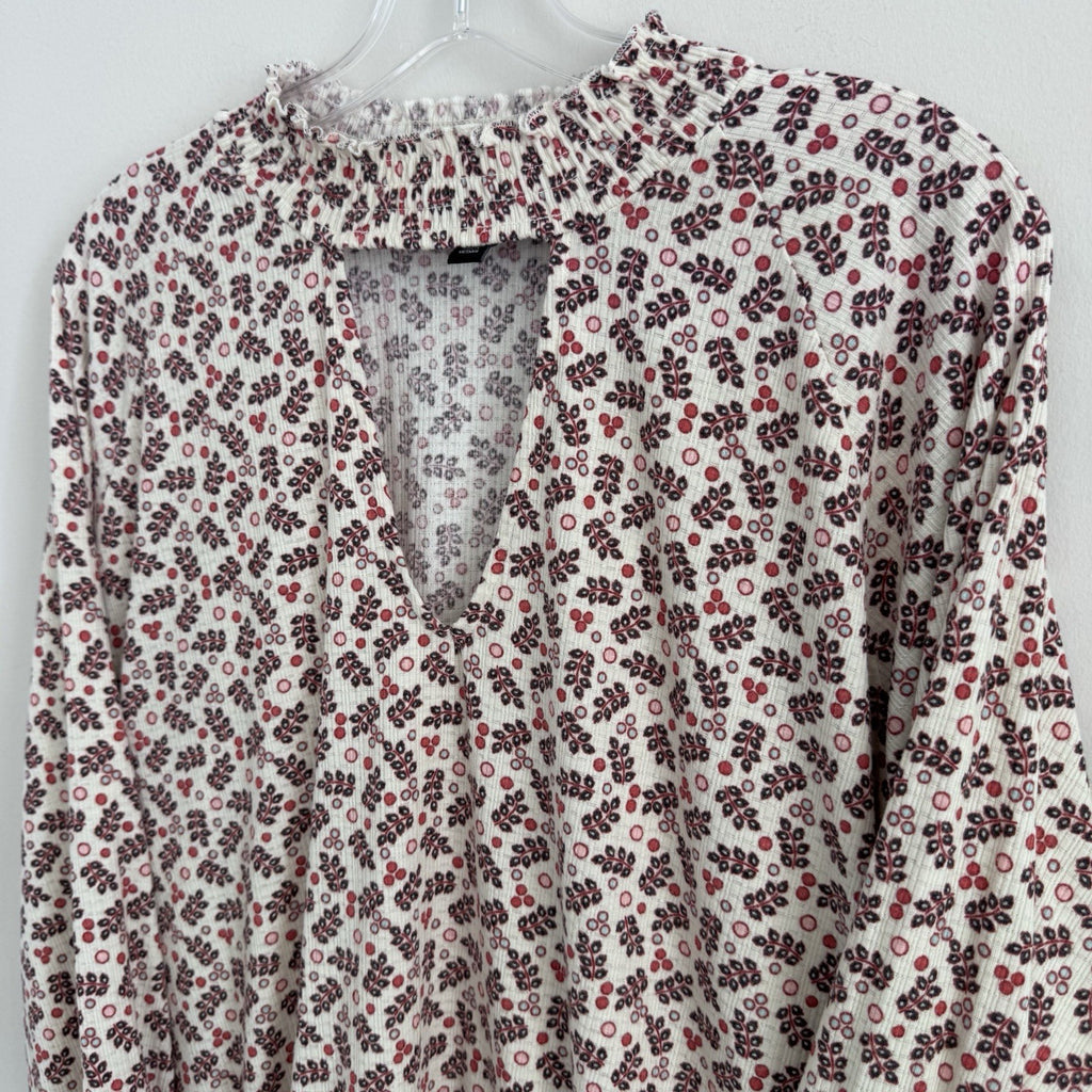 Torrid Size 1 Floral Smocked Long Sleeve Blouse Boho Top 1X