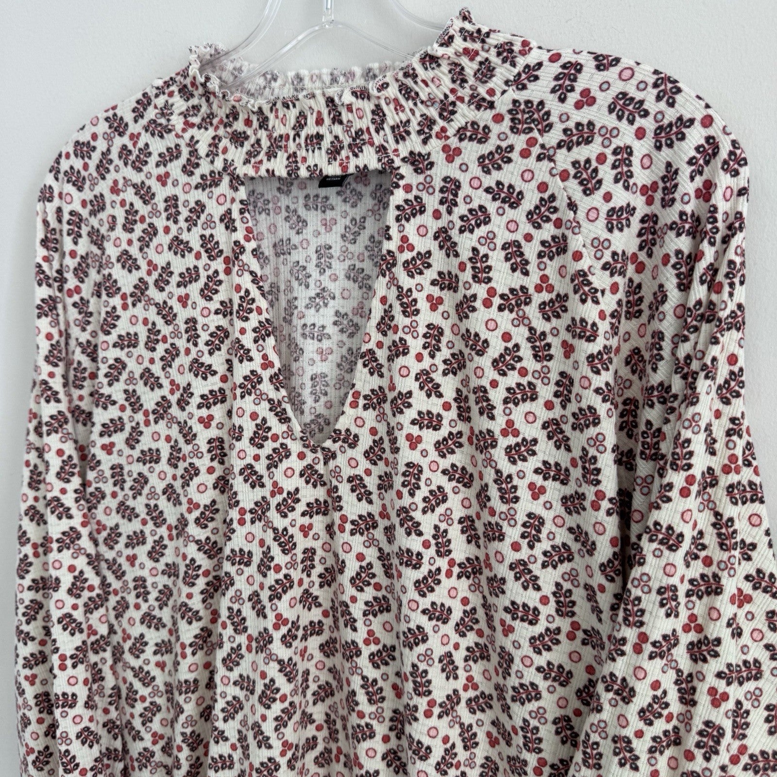 Torrid Size 1 Floral Smocked Long Sleeve Blouse Boho Top 1X