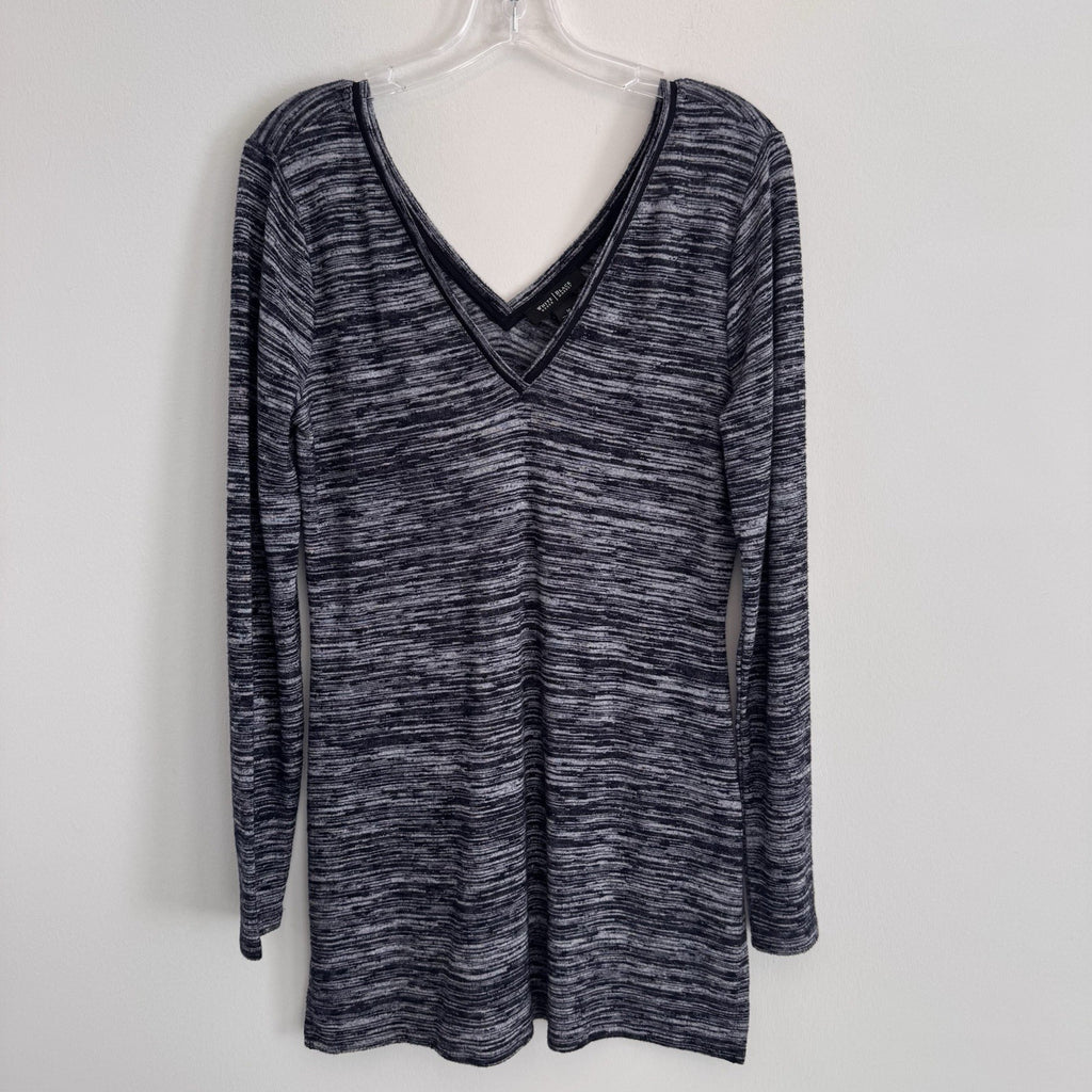 White House Black Market Womens S Gray Space Dye Long Sleeves Knit Tunic Shirt