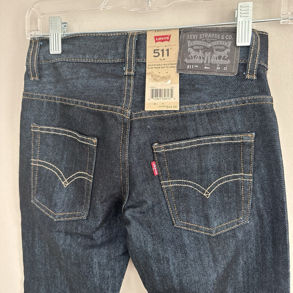 Levi’s 511 Slim Jeans Boys 8 Reg 24x22 Dark Wash NWT