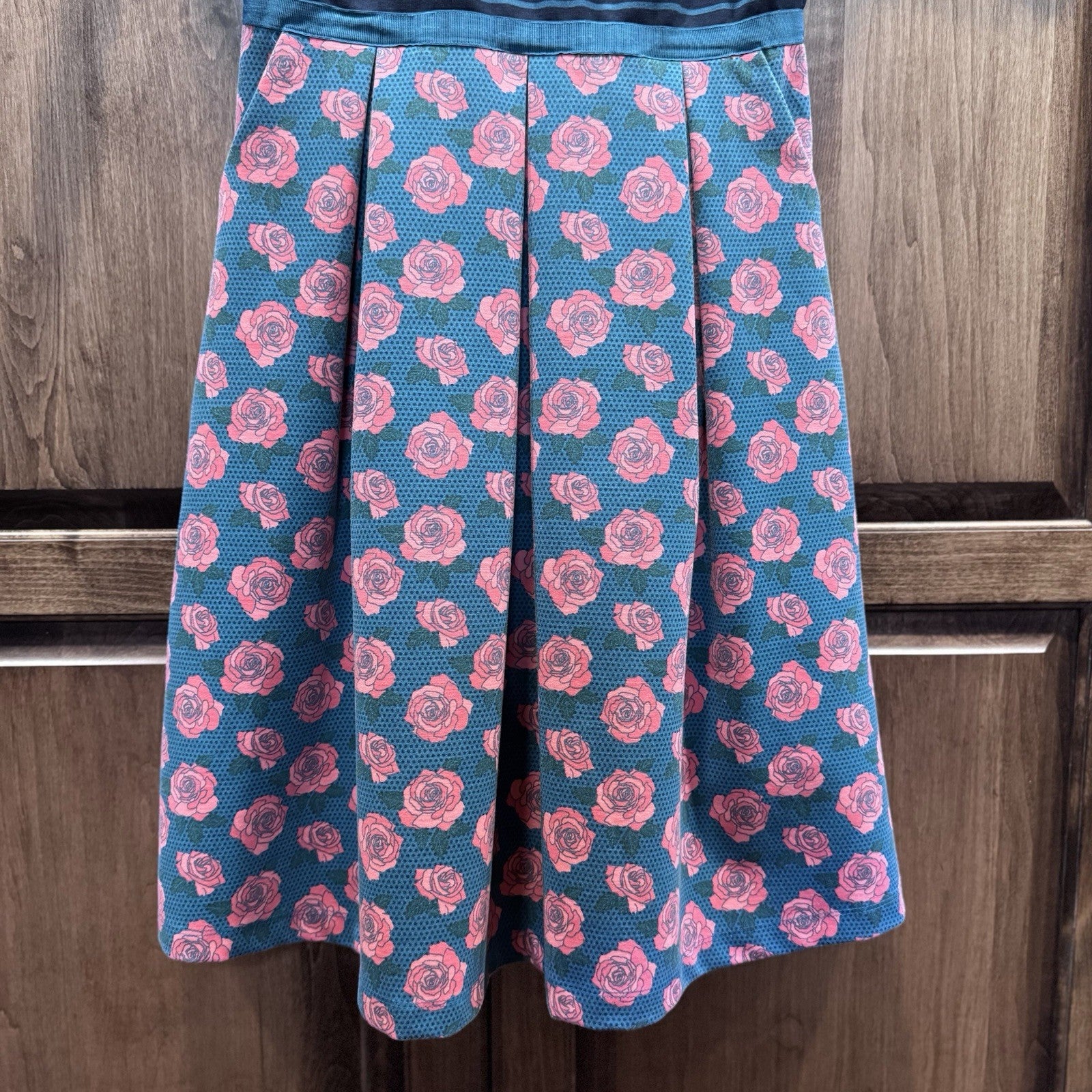 Matilda Jane Girls Dress Small Striped Floral Short Sleeve Fit & Flare Rose