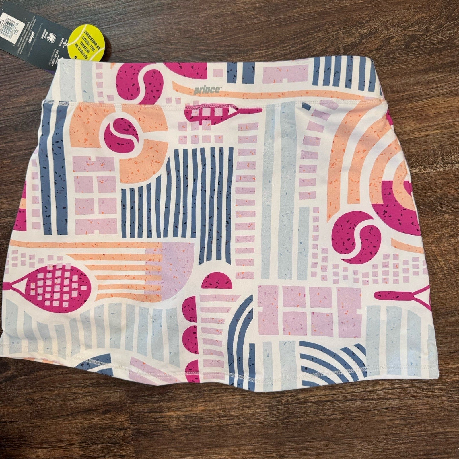 Prince Girls Tennis Skort L 14 Playground White Print Built-In Shorts NWT $40