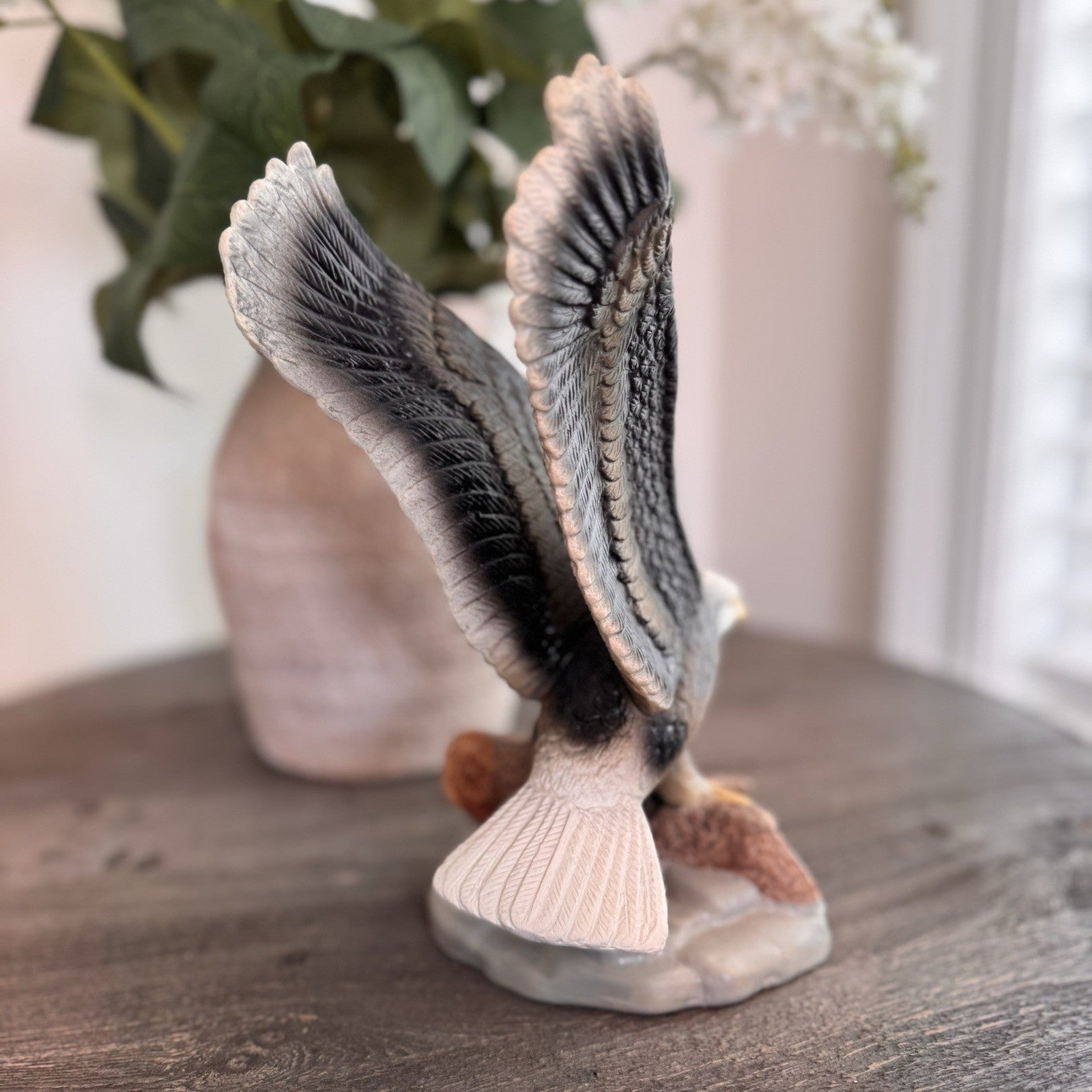 Vintage Bald Eagle Porcelain Figurine Large Wingspan American Wildlife Decor