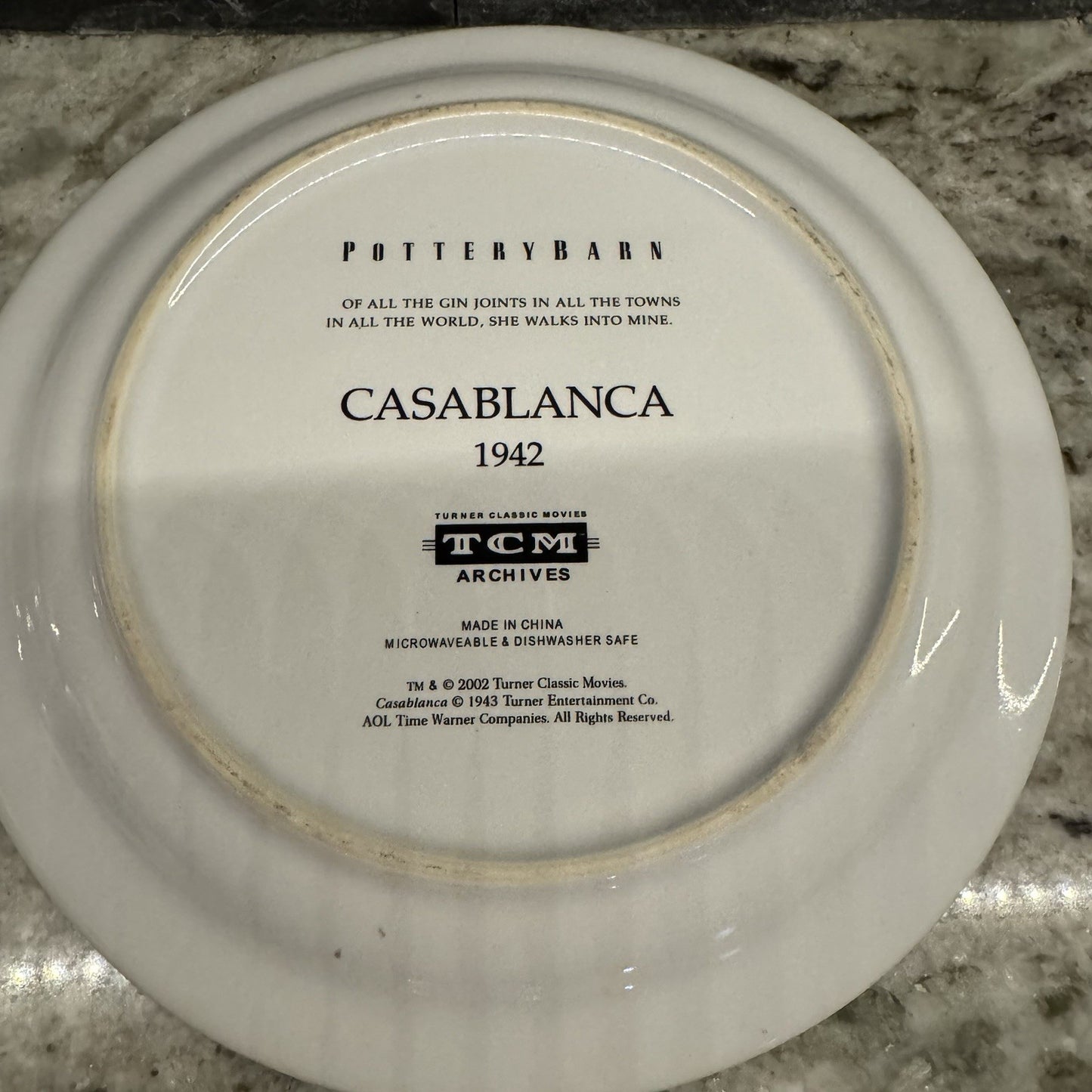 POTTERY BARN Ceramic PLATES Set of 4 HOLLYWOOD Classic MOVIES TCM 8" Diameter