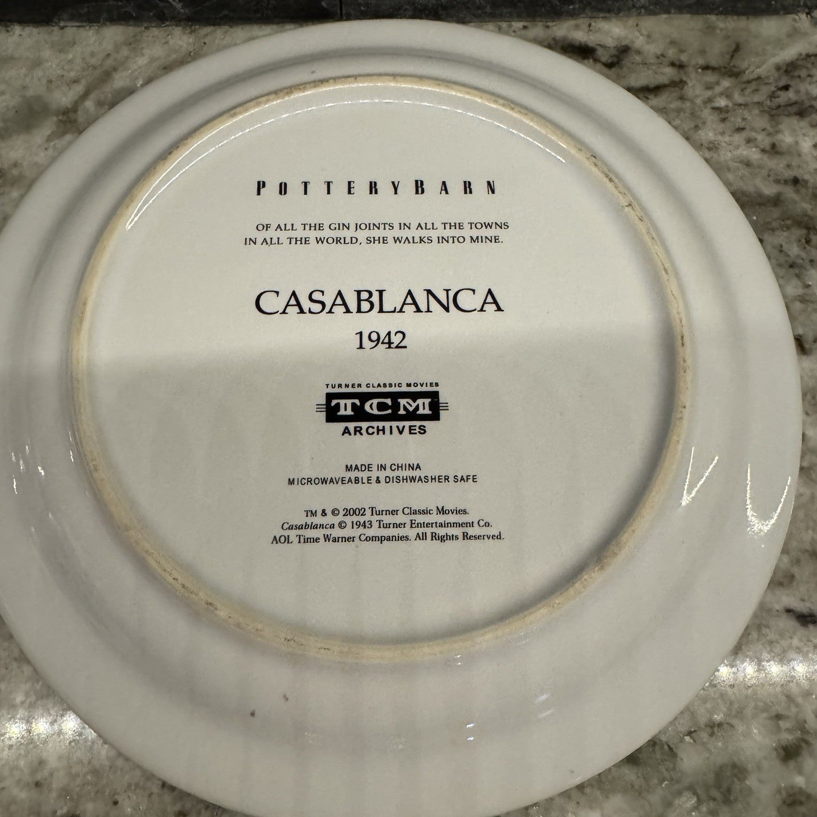 POTTERY BARN Ceramic PLATES Set of 4 HOLLYWOOD Classic MOVIES TCM 8" Diameter