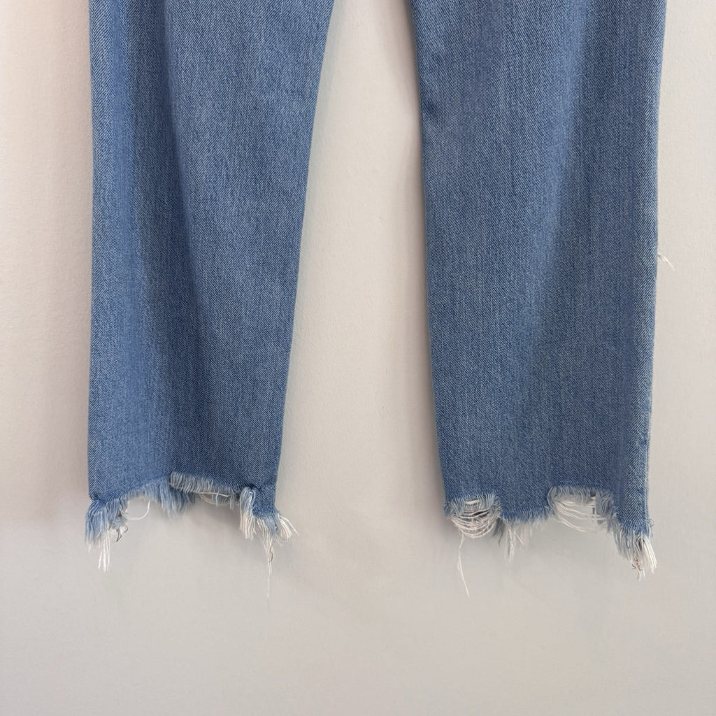 Free People We The Free Distressed Straight Leg Raw Hem Ankle Jeans 25