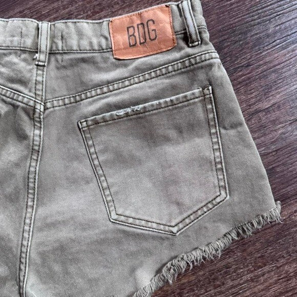 Urban Outfitters size 31 Green high-waisted cheeky denim shorts #denimshorts