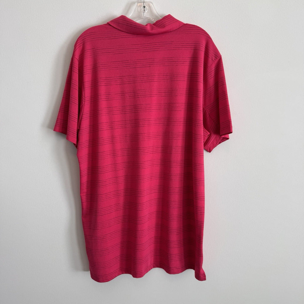 Nike Golf Dri Fit Polo Shirt Mens Large Pink Striped 1867 Logo Performance