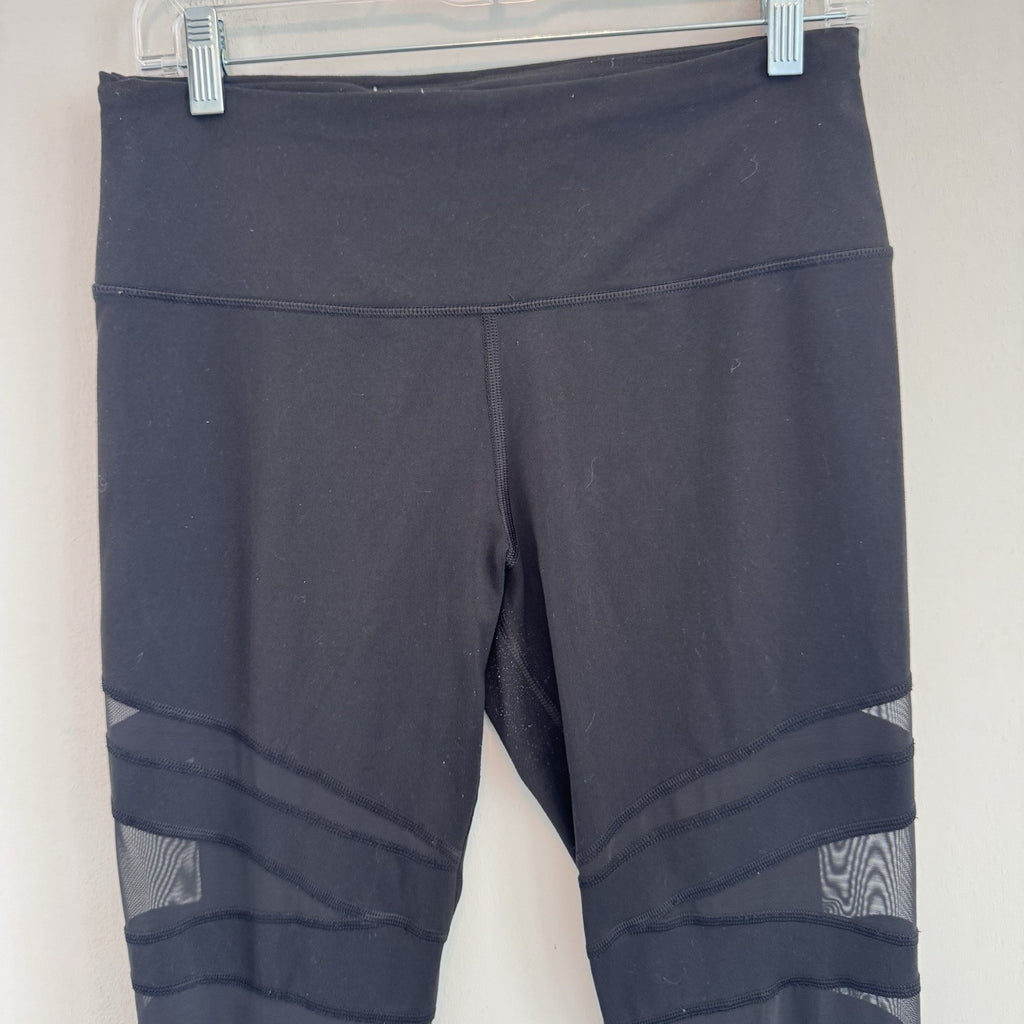 Victoria Sport Black Mesh Panel Leggings Women M Cropped Yoga Gym Pants