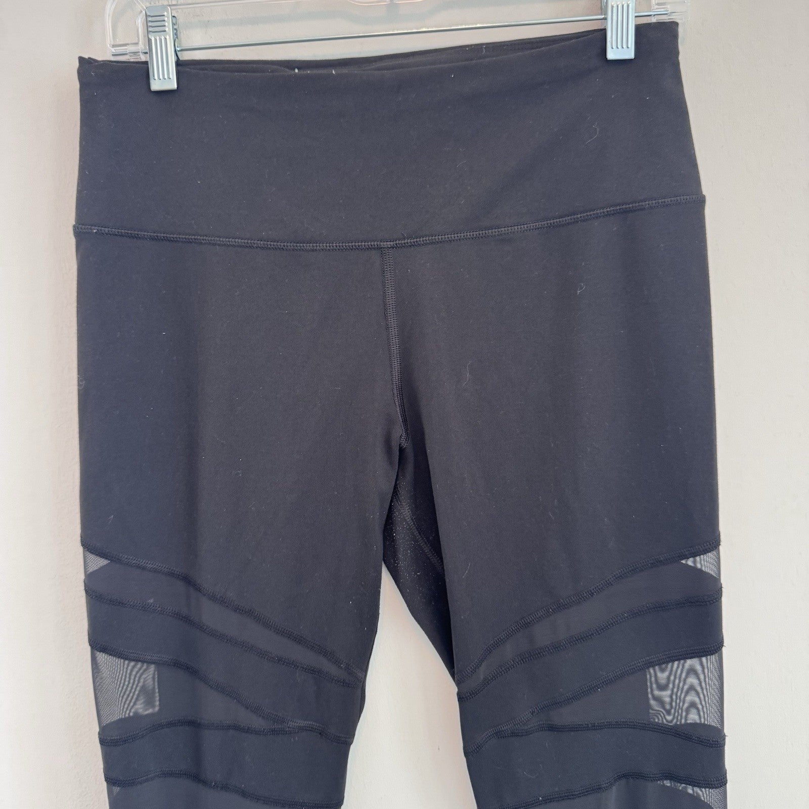 Victoria Sport Black Mesh Panel Leggings Women M Cropped Yoga Gym Pants