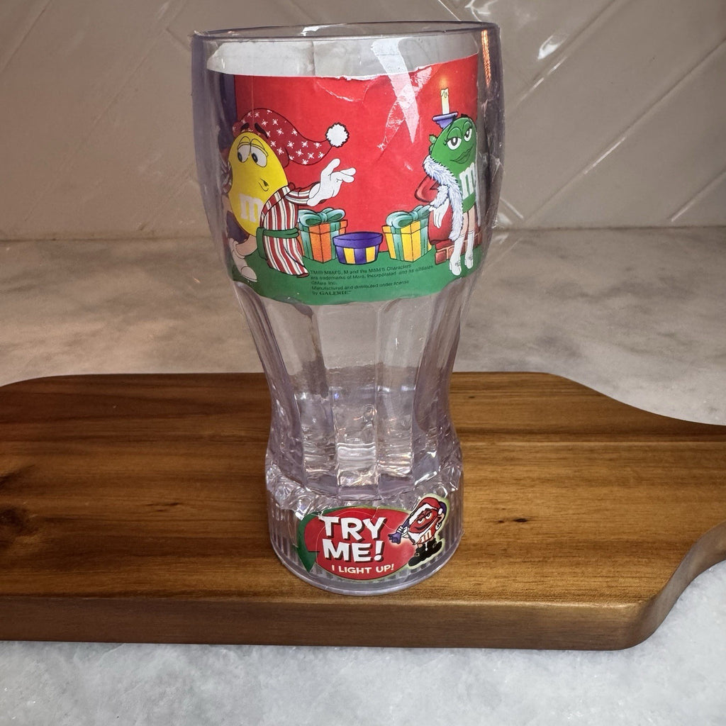 Vintage M&M's Christmas Light Up Fountain Cup Galerie Character Sticker 6"