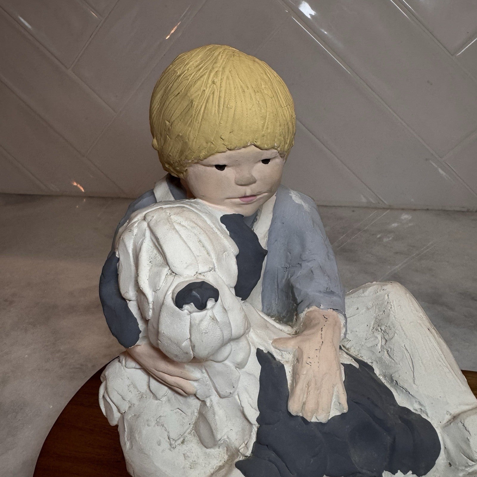 Vintage Austin Prod 1986 Boy with Dog Figurine Resin Sculpture
