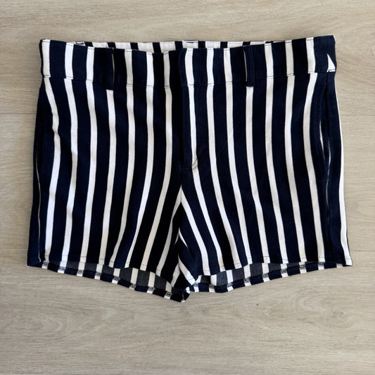 Banana Republic Navy White Stripe Shorts Women’s Size 6 Stretch Zip Pockets