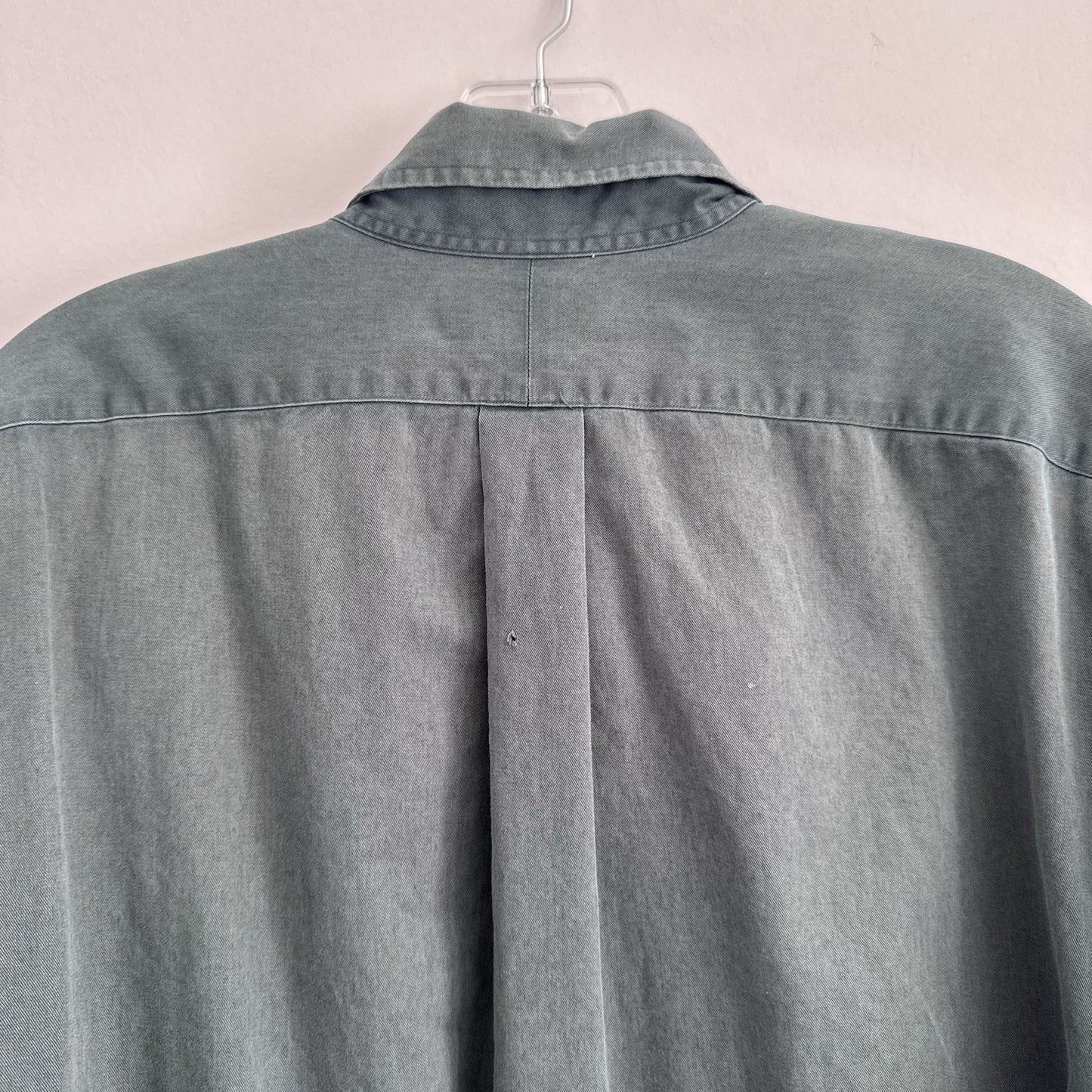 Ralph Lauren XL Green Button Down Shirt Pink Pony 100% Cotton