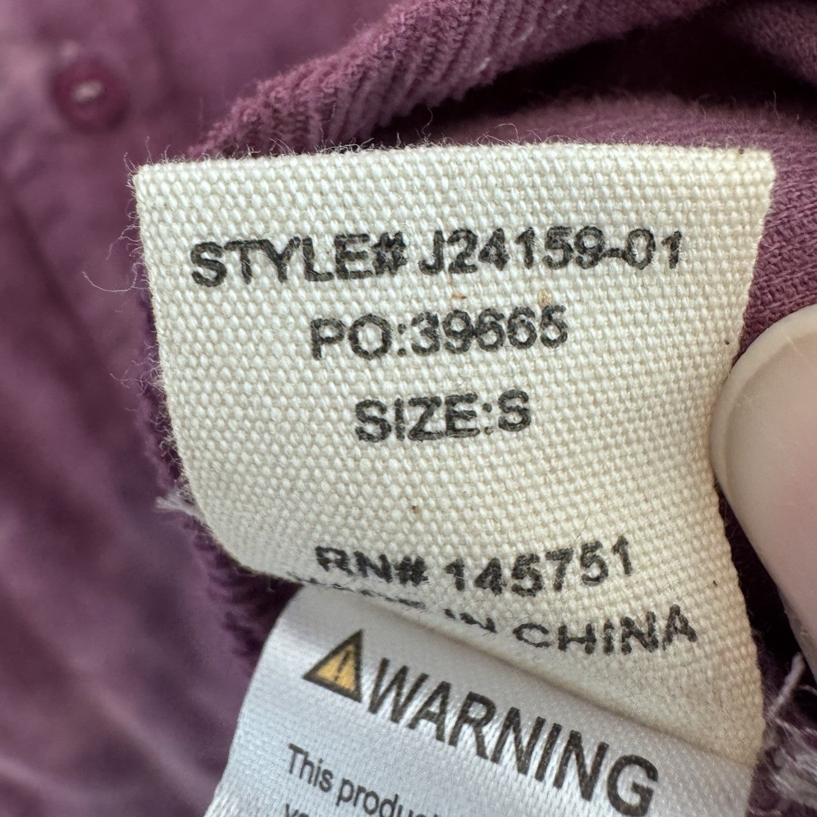 NWT Peach Love Corduroy Shacket Womens S Purple Acid Wash Top