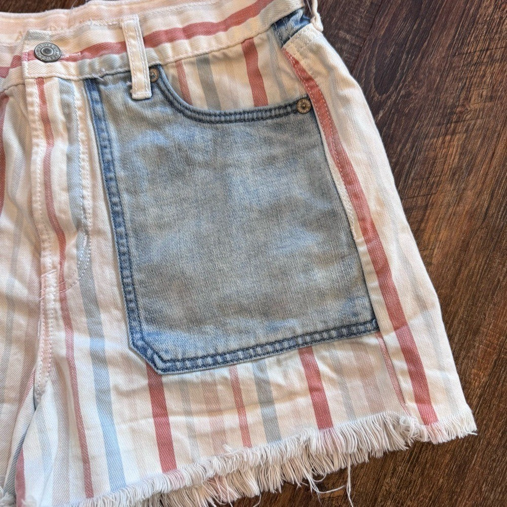 American Eagle Outfitters AEO Red White Blue Patriotic Mom Shorts Jean Size 4