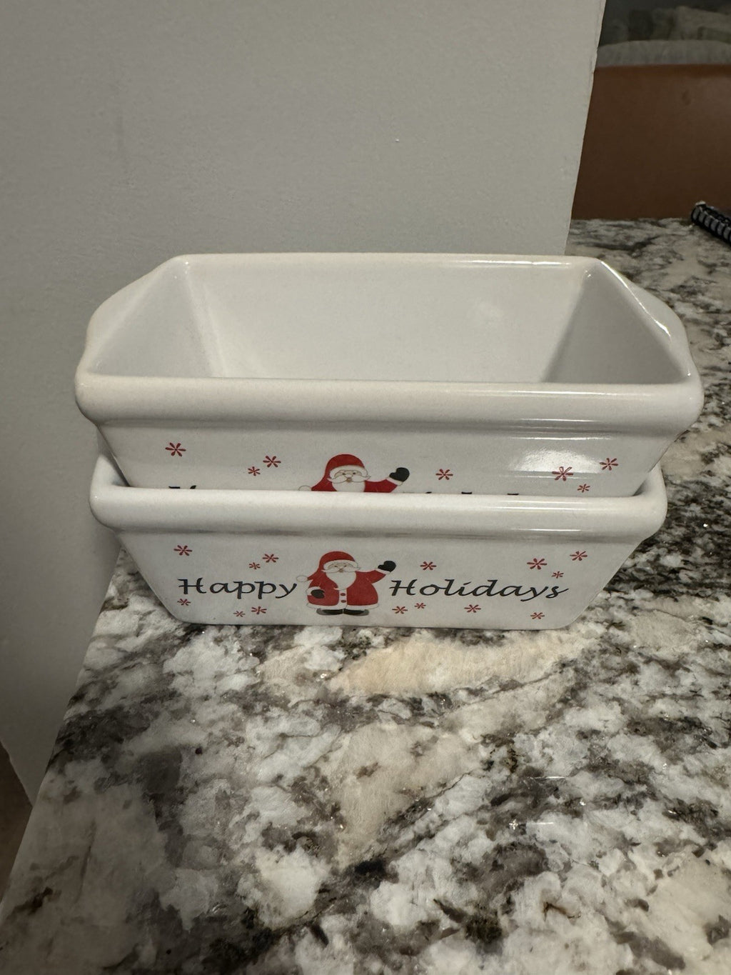 Michael’s Stoneware Christmas White Ceramic Happy Holidays Mini Loaf Pan