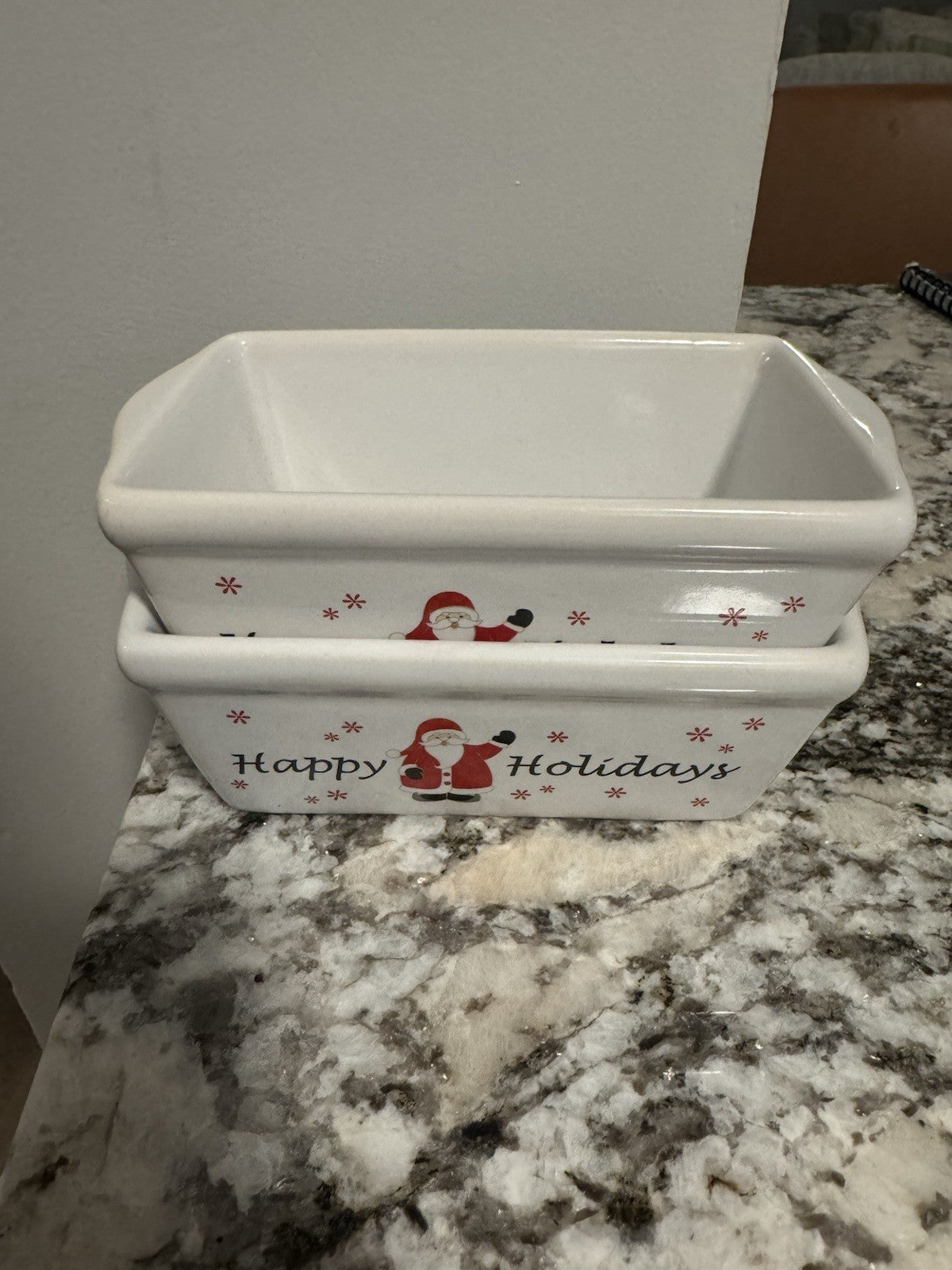 Michael’s Stoneware Christmas White Ceramic Happy Holidays Mini Loaf Pan