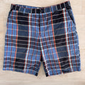 Old Navy Surplus Plaid Shorts Mens 36 Blue Red Cotton Flat Front