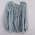 Women’s Motherhood Maternity Blouse Size S Smocked Chiffon Sage Long Sleeve