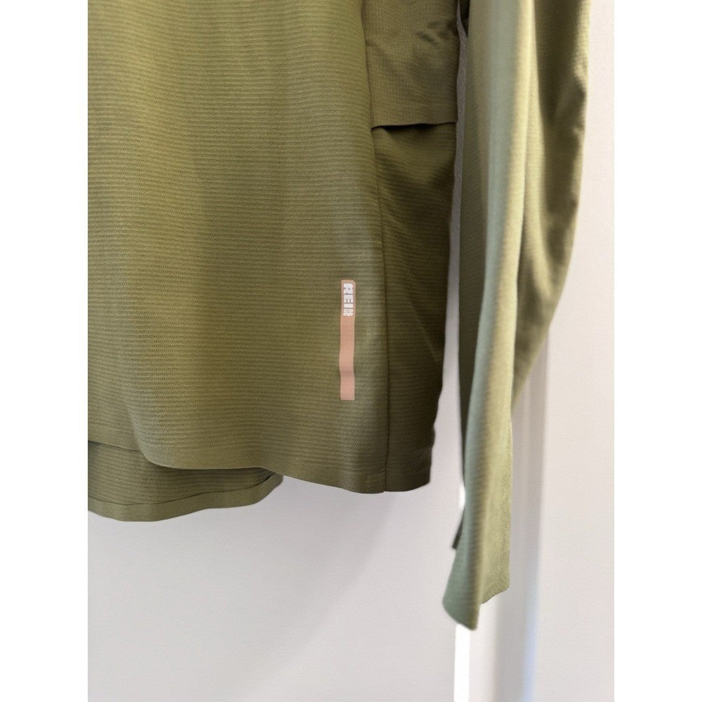 REI Co-op Men's 1/4 Zip Pullover Olive Green Medium Lightweight Hiking Shirt