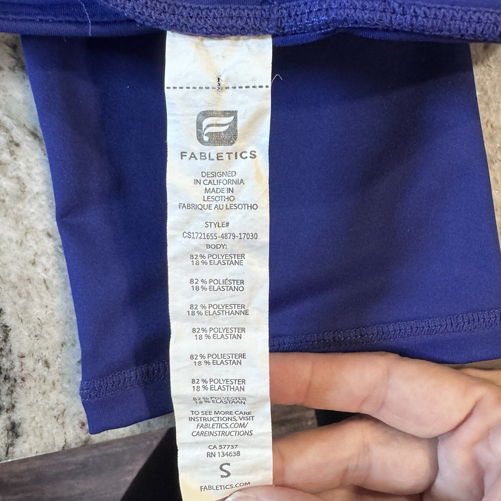 Fabletics Women’s PowerHold Leggings Small Blue High Waist Stretch Workout Pants