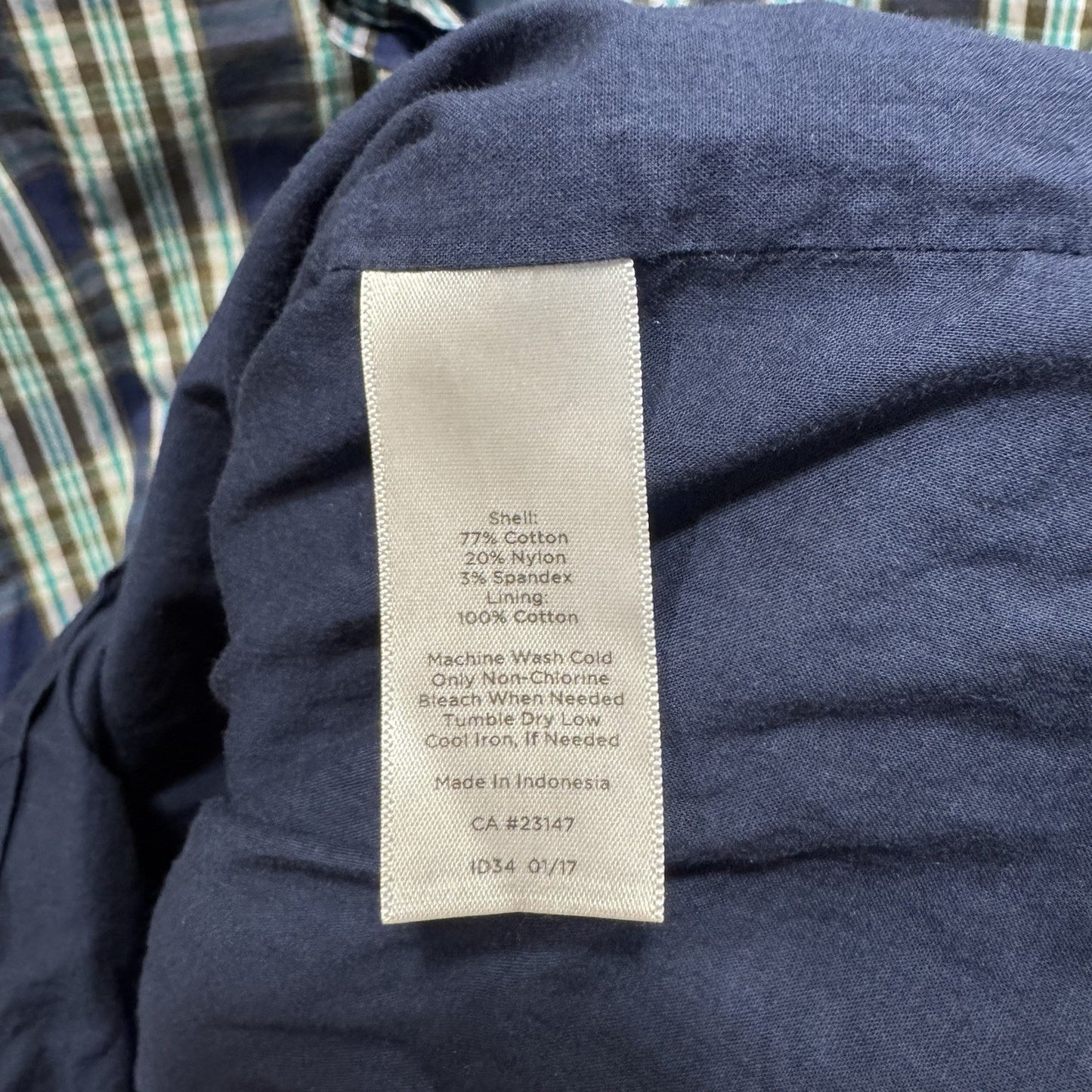 Talbots Petites 10P Sleeveless Plaid Dress Ruffle Front Blue Green 