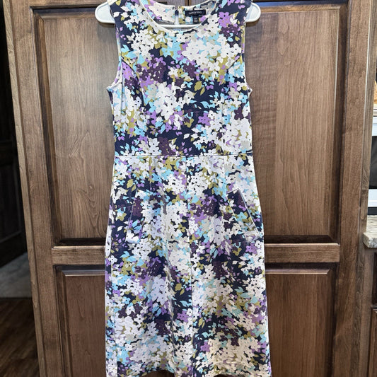 Lands’ End Women’s Sleeveless Floral Dress Size 6 Tall Multicolor Fit & Flare