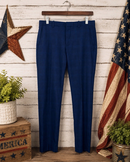 Banana Republic Factory 31x30 Blue Plaid Very Slim Stretch Dress Pants Men’s