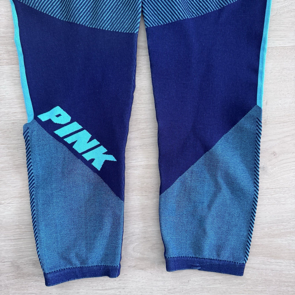 PINK Victoria’s Secret Blue Colorblock Leggings Small Y2K Seamless