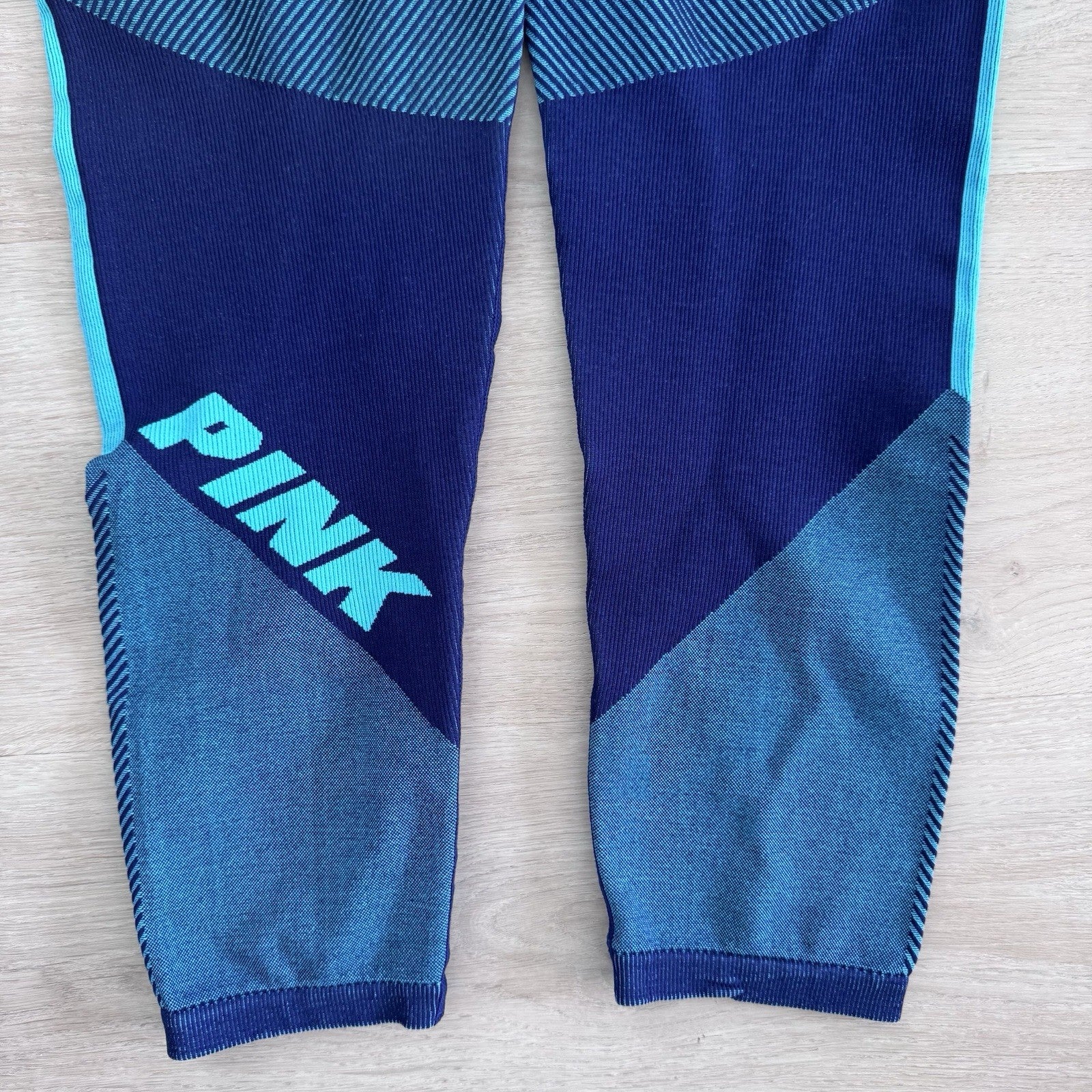 PINK Victoria’s Secret Blue Colorblock Leggings Small Y2K Seamless