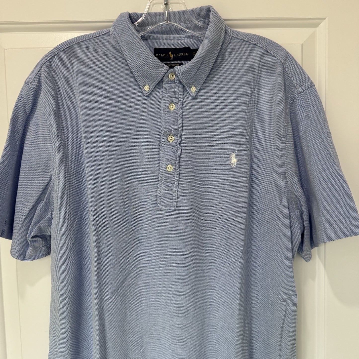 Ralph Lauren Knit Oxford Polo Shirt XXL Blue Short Sleeve 100% Cotton