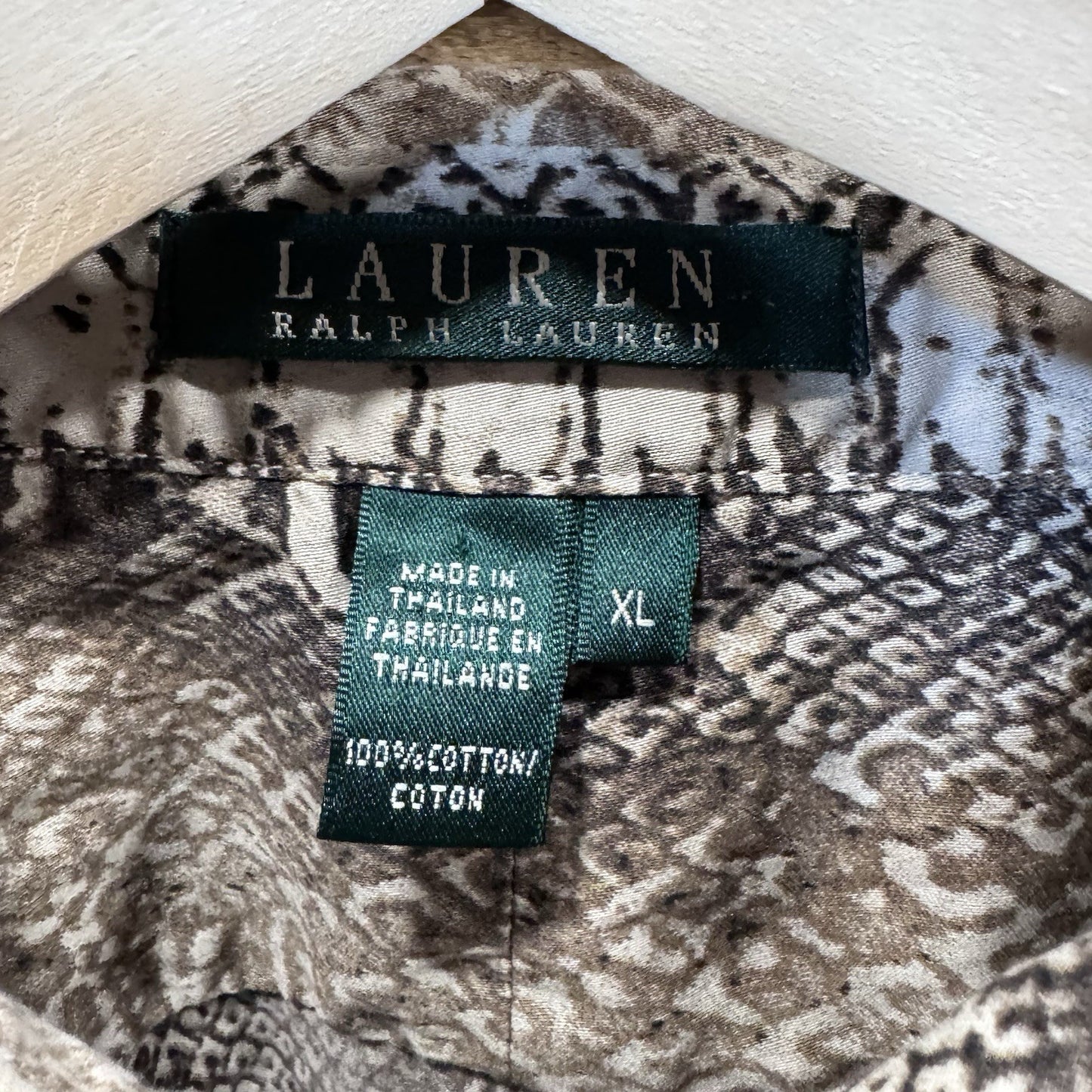 Lauren Ralph Lauren XL Button Down Shirt Snakeskin Print Blouse Animal Print 