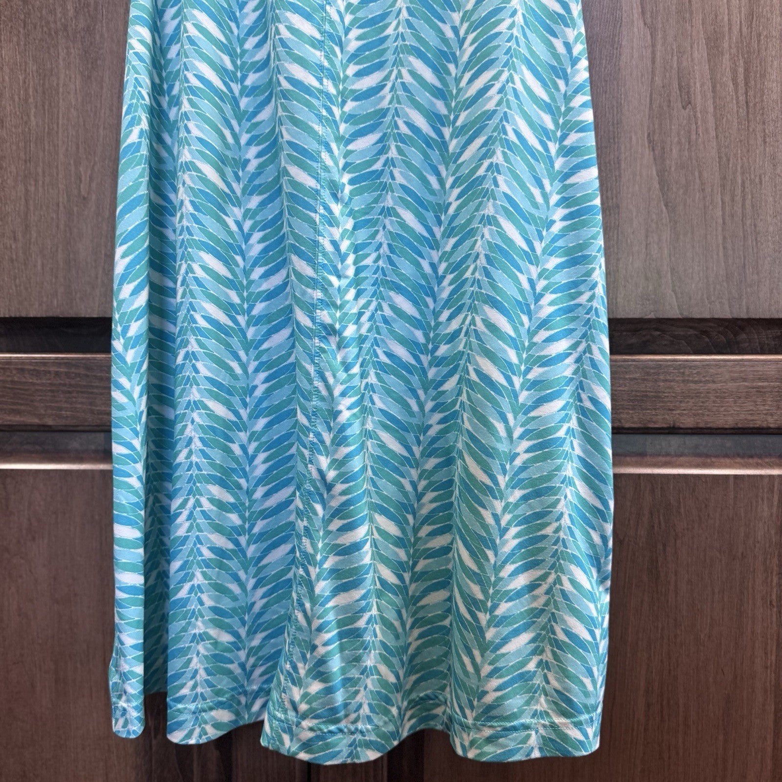 Columbia Omni-Wick Sleeveless Tank Top Small Leaf Print Blue Green Athletic