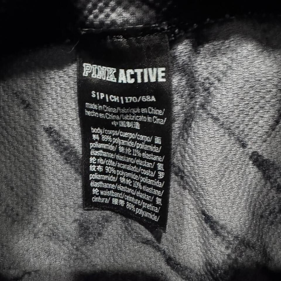 PINK Active High Waist Biker Shorts Size S Black Gray Tie Dye Ribbed Waistband