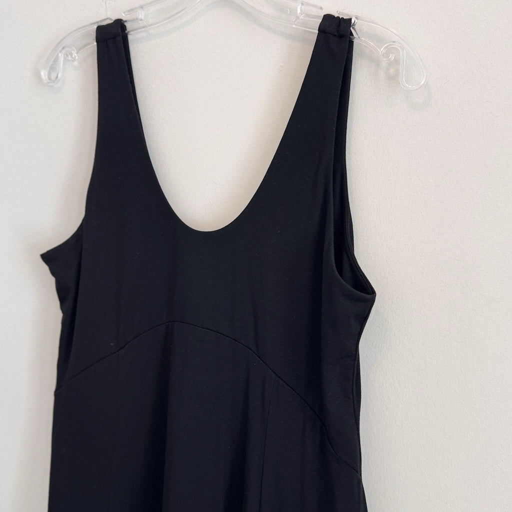 Halara Women's Medium Black U-Neck Flowy Maxi Tank Dress Side Slits Sleeveless