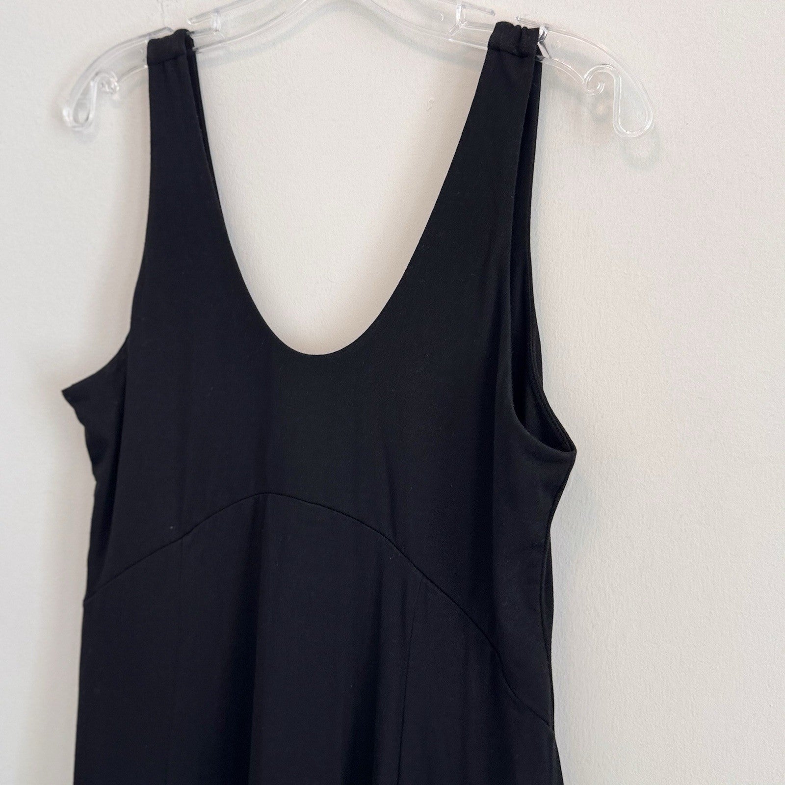 Halara Women's Medium Black U-Neck Flowy Maxi Tank Dress Side Slits Sleeveless
